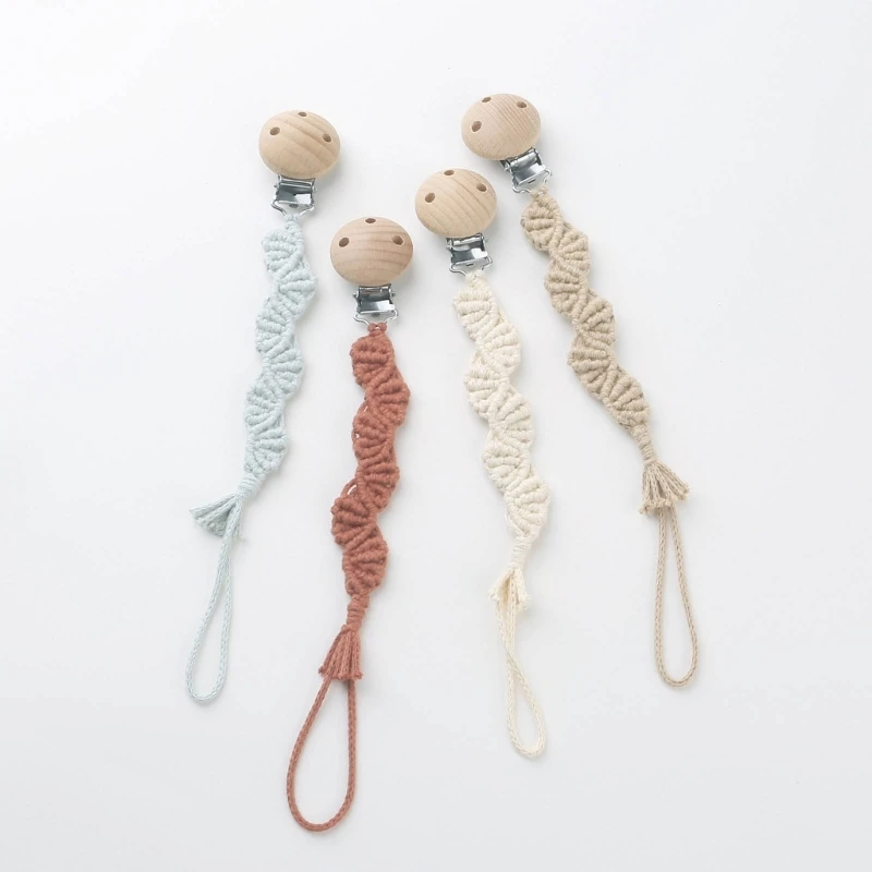 

Baby Boys Girls Soother Nipple Pacifier Clip Dummy Holder Simple Crochet Cotton Chain Hand-woven Pacifier Chain