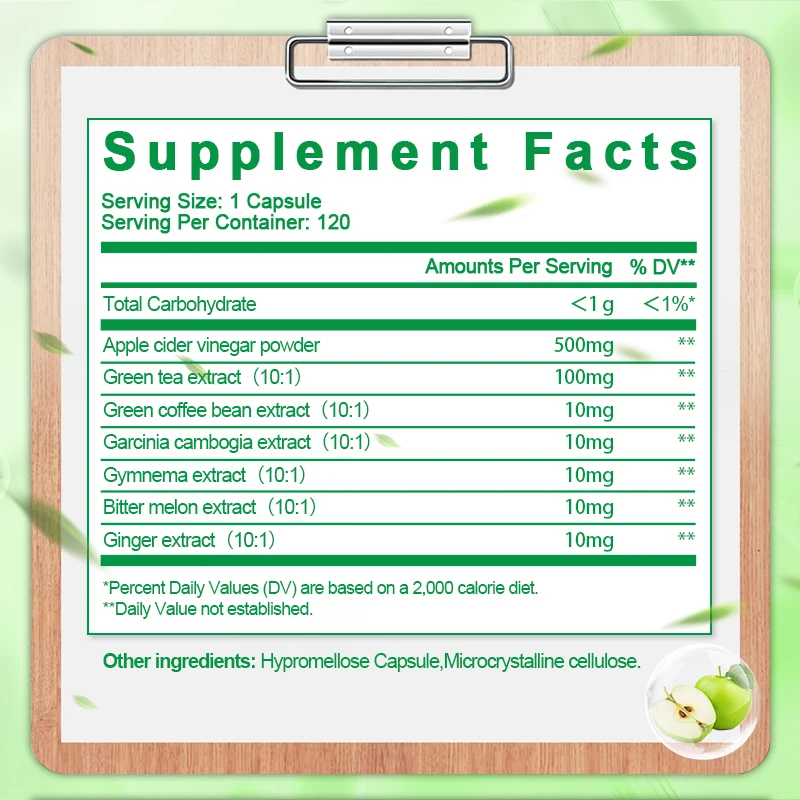 Apple Cider Vinegar Multivitamin Capsule , Apple Citrus, With Cider Vinegar + Folic Acid, Natural