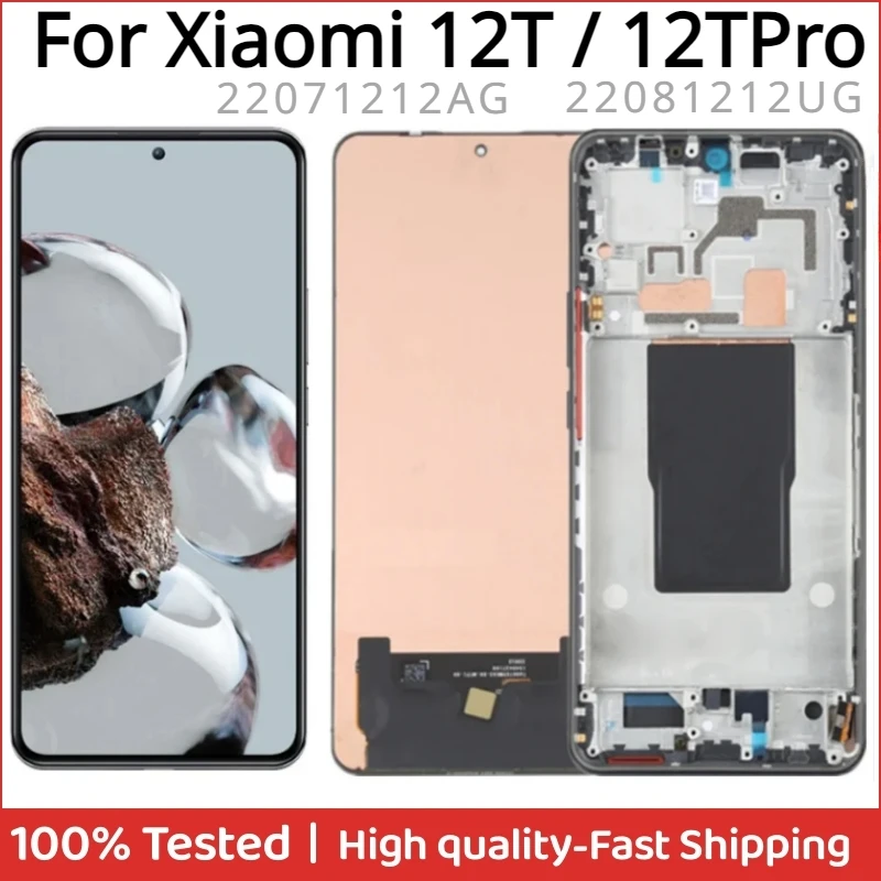 

6.67" AMOLED Screen For Xiaomi 12T Pro 22081212UG 22071212AG LCD Display Touch Screen Digitizer Assembly