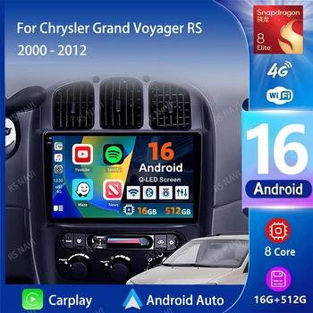 Autoradio Android 16 con Wi-Fi+4G e Carplay per Dodge Caravan 4 e Chrysler Grand Voyager RS 2000-2012, Navigazione GPS, Stereo Multimediale