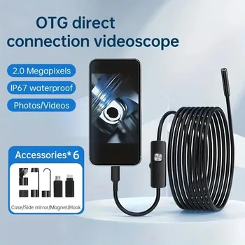 2MP 1080P 8mm Dual Lens  For iPhone  ISO OTG  USB Endoscope Camera CMOS Borescope Inspection Otoscope Digital Microscope 1