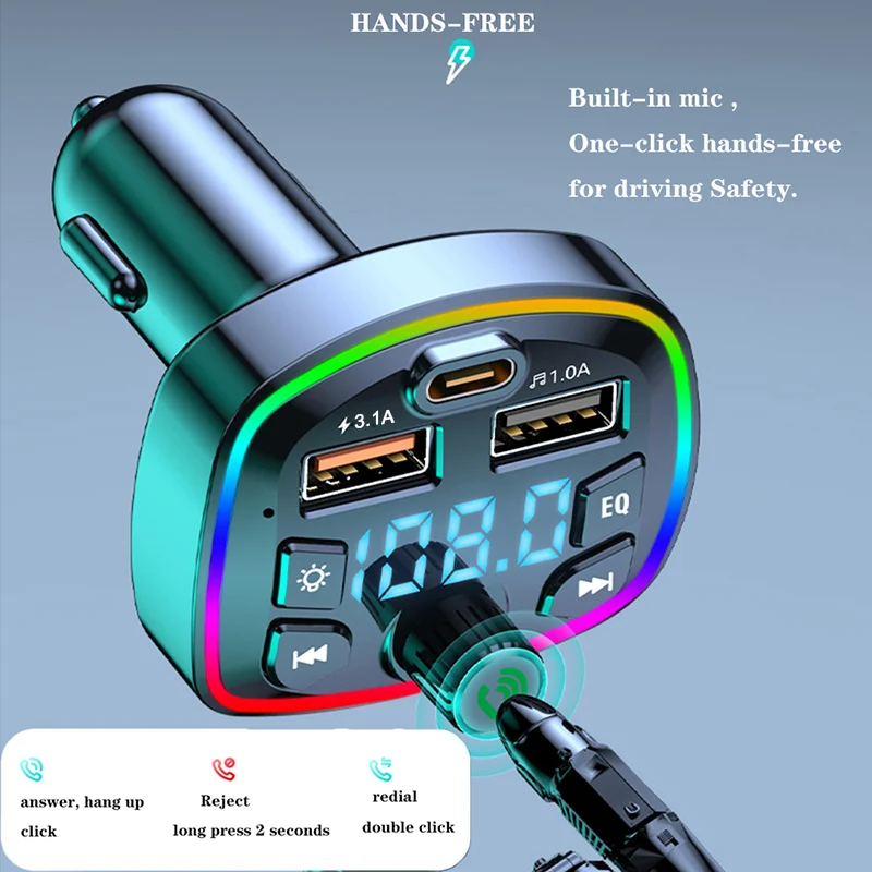 Car Hands-Free Bluetooth-compaitable FM Transmitter Car Kit