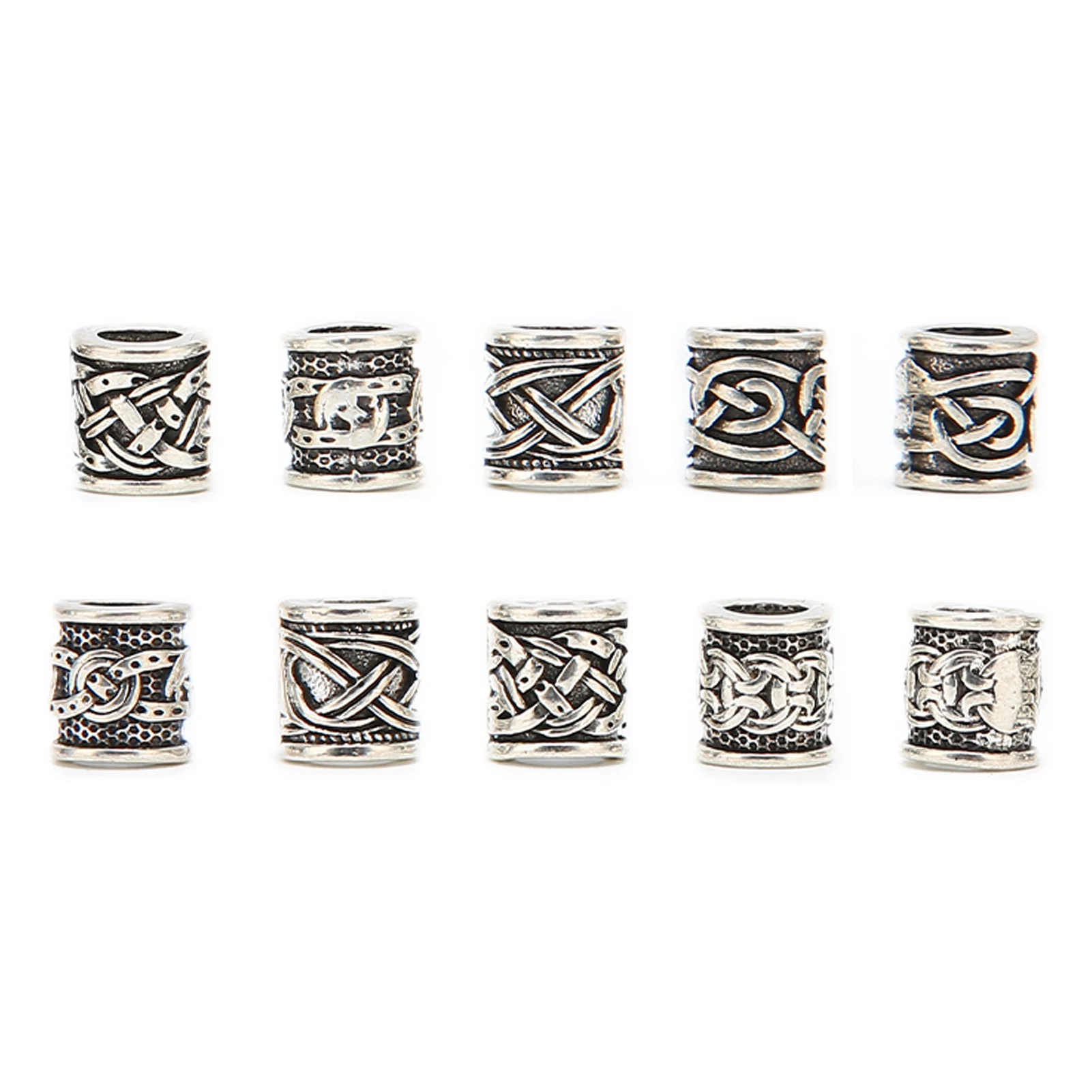 10 Stück Wikinger-Bartperlen, Legierung, antike nordische Dreadlock-Perlen für Barthaar, DIY-Armband, Halskette, Herren, Aftershave, Bartbalsam – Detail 5