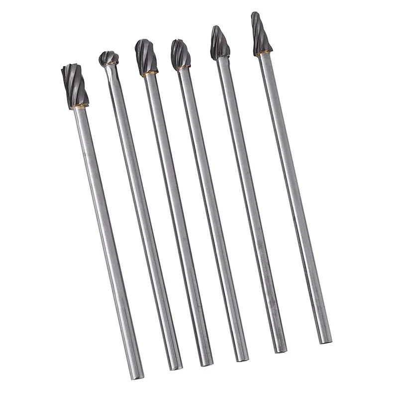 6pcs 6x10mm Aluminum Cylinder Head Porting Tungsten Carbide Porting And Polishing Tools 6mm Shaft Power Tools Drill Bit