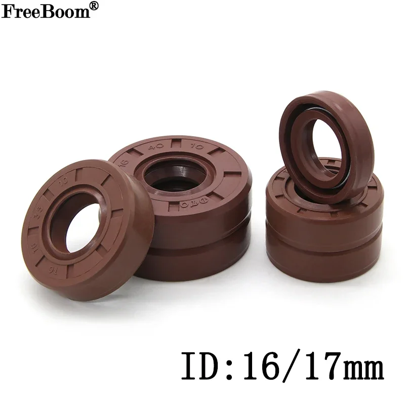 FKM 오일 도장 TC-16, ID 16, 17mm, 17x24, 25, 26, 27, 28, 30, 32, 35, 40/47x5, 7, 8, 2 개, 5 개 불소 더블 립 오일 씰, 10mm