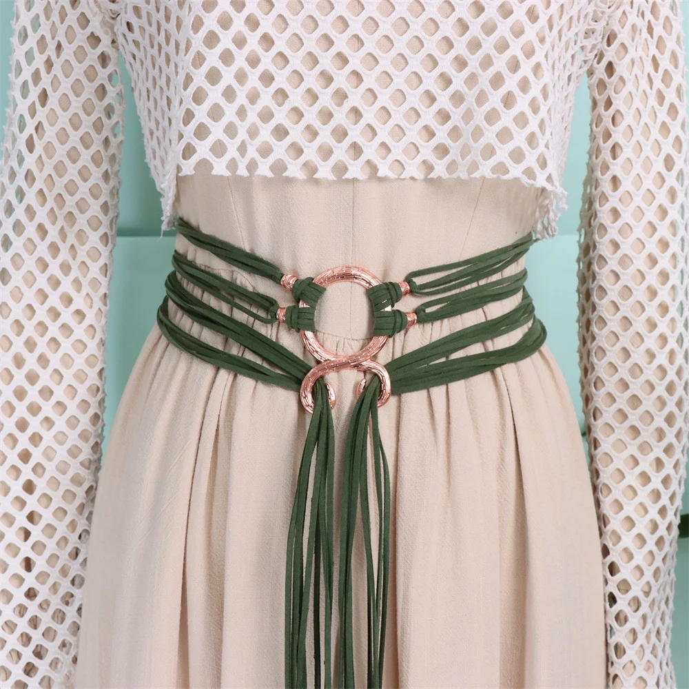 Renaissance mittelalterliche Quaste Damen langes Seil Bund Hexe Umhängetasche Kette Wikinger Dekoration Zubehör Gürtel – Detail 7