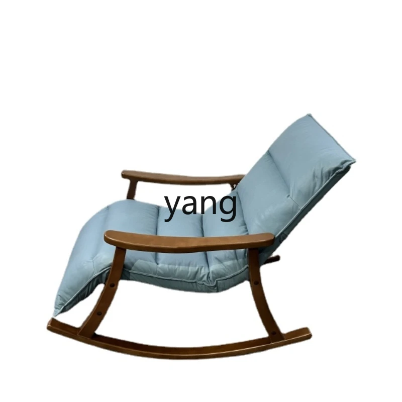 

Solid Wood Balcony Rocking Chair Lazy Sofa Snap Chair Living Room Leisure Chair Reclining Adjustable Single Rocking Recliner