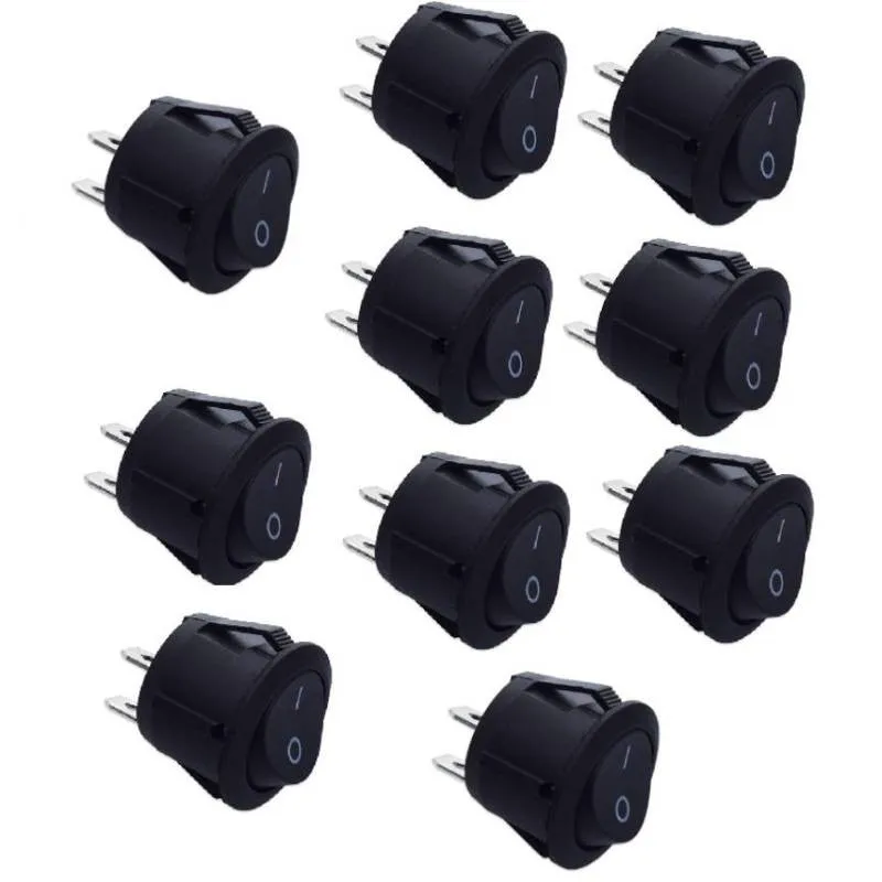 10pcs/set Car 12v Round Rocker Switch ON/OFF 2 Pin Switches Accessories For SPST Camper Van Caravan Motor Home plastic boat round rocker accessories on off toggle spst on off control household appliances water dispenser brand new