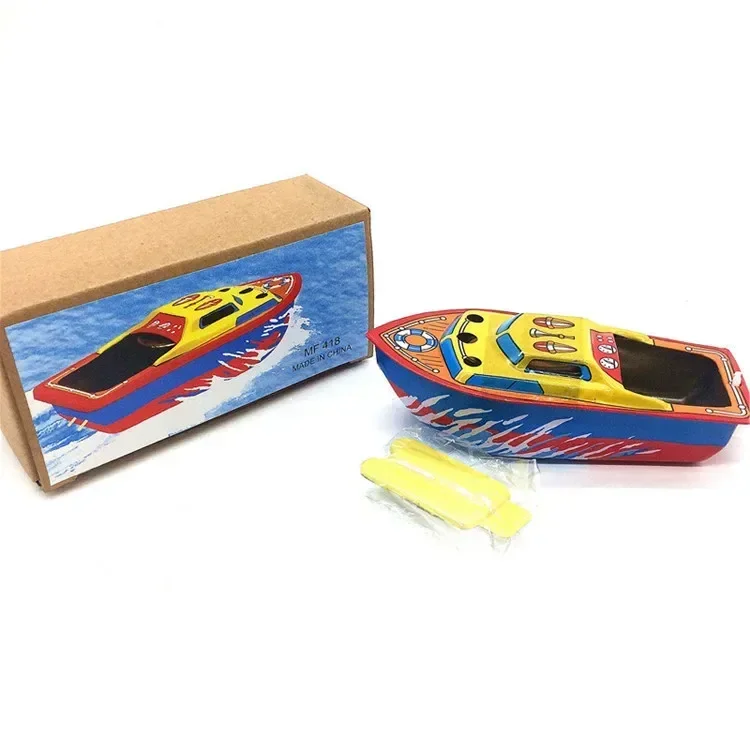 Clockwork Toy Funny Collection Retro Metal Tin The Steam Boat Ship Wind Up Toy Mechanical Figures Model Kids Gift