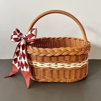 Fruit Vegetable Storage Basket with Handle Laundry Rattan Basket Clothes Baskets Rattan Basket Large Shopping Baskets 2