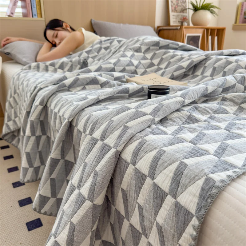 1pc Summer Quilted Quilt,Cotton Gauze Throw Blanket,Air Condition Comforter,Jacquard Bed Cover Bedspread Bedding بطانية اريكه 4