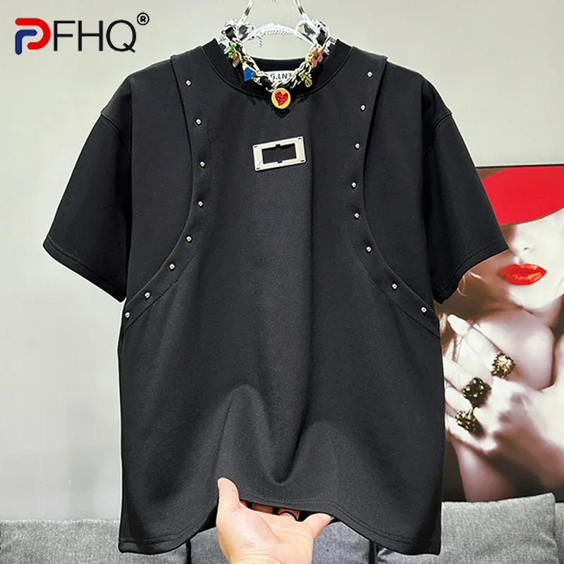 

Футболка PFHQ Мужская универсальная, Свободный Повседневный Топ с металлическим дизайном, украшение для ногтей из ивы, 21Z4687, лето