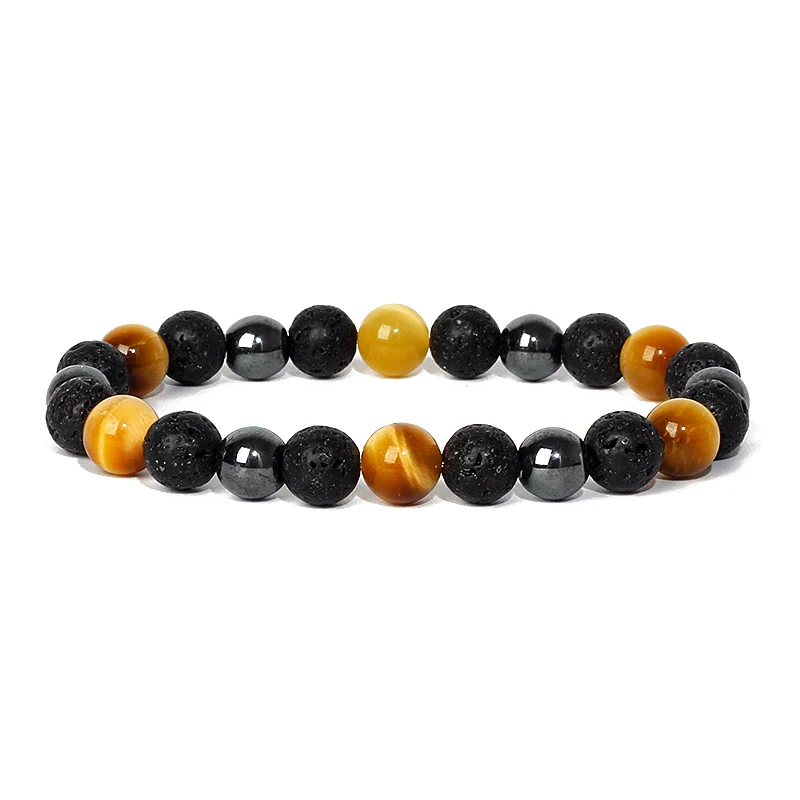 Natural Triple Protection Health Bracelets Women Black Obsidian Hematite Tiger Eye Beads Bracelets Men for Magnetic Soul Jewelry