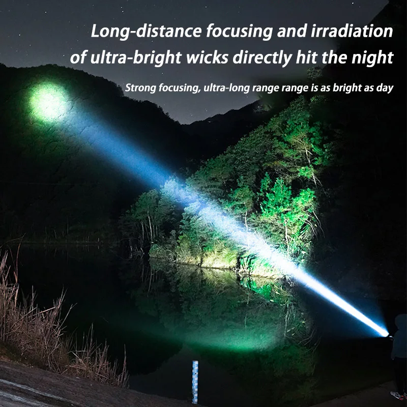 Led Flashlight Xiaomi P900 High Power 2000LM With Display Light USB Charging Built-in Battery Hand Lantern Camping Outdoor Use