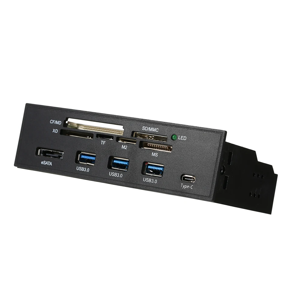 5.25" Internal Card Reader Media Multi-Function Dashboard PC Front Panel Type-C USB 3.1 USB 3.0 Support CF MD XD MMC TF M2 MS 9