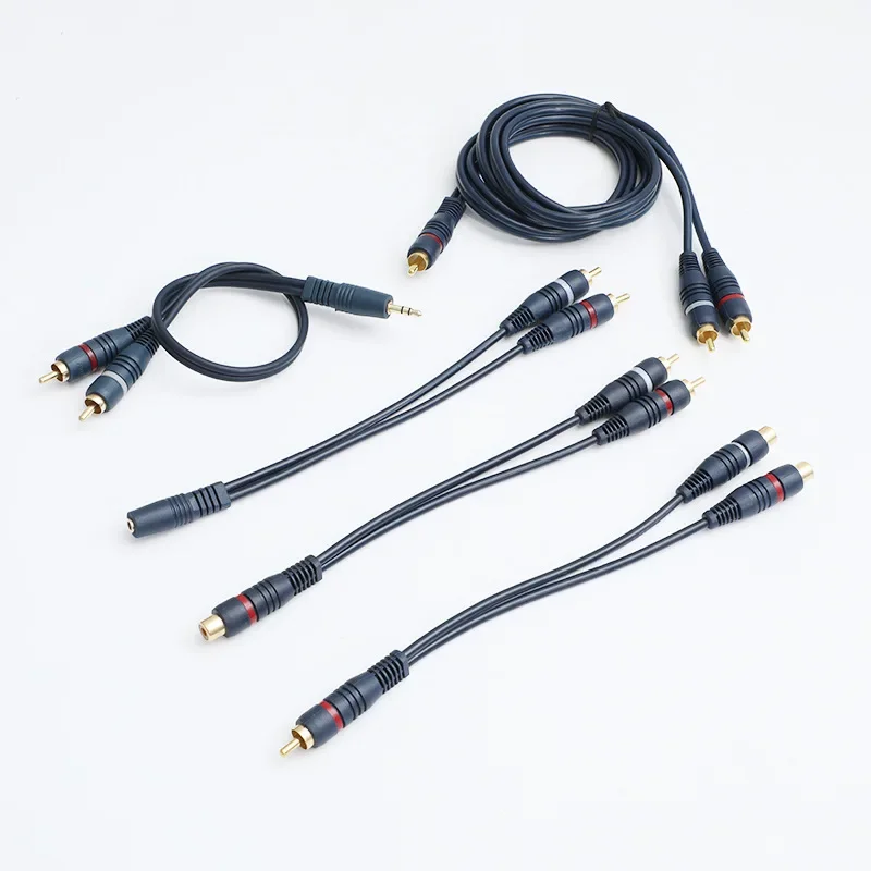 2 RCA To 1 RCA Female To Male To Female Splitter Cable Audio Splitter Distributor Converter Speaker Gold Cable 5