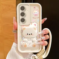 Charming Cat Sky Eye Bracelet Phone Case Cover - Galaxy S30 ULTRA (White)