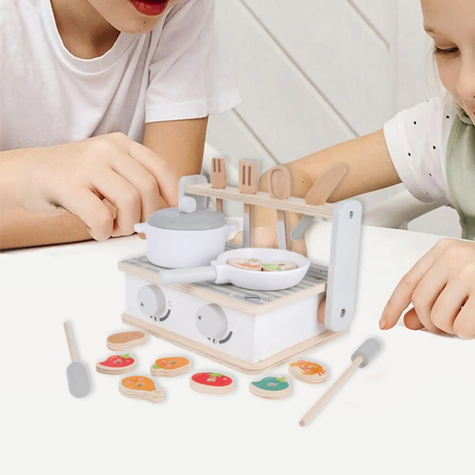 Wooden Play Kitchen Toy Creative Early Education Toys Kids Toy Grill Stovetop