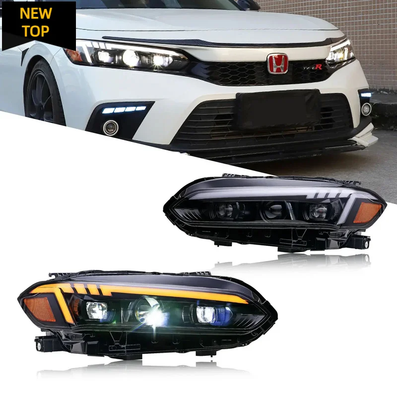 

Светодиодные фары для Honda Civic 11 поколения 2022 2023 аксессуары EX/LX/Sport/Touring/Si/Type R Plug and Play последовательные поворотники