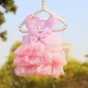 Dog Princess Dresses Puppy Bow Knot Dress Pet Tutu Dresses Striped Mesh Puppy Cat Princess Summer Dresses for Small Medium Cat 5