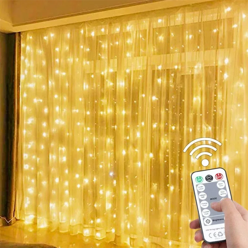 3M LED Curtain Garland Fairy Lights Festoon with Remote New Year