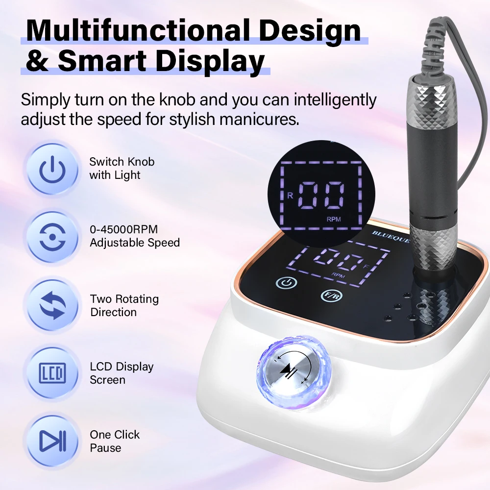 45000RPM Professional Electric Nail Sander Drill Machine Nails File Electric Nail Drill for Acrylic Manicure Nail Drill Gel Art 2