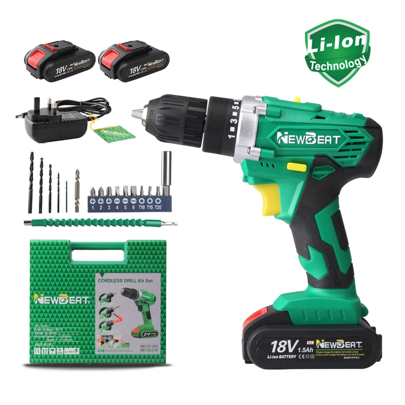 

18v Cordless Drill Set with 2pcs Battery Drill China 1.5Ah Drill NBT-CD-18AT