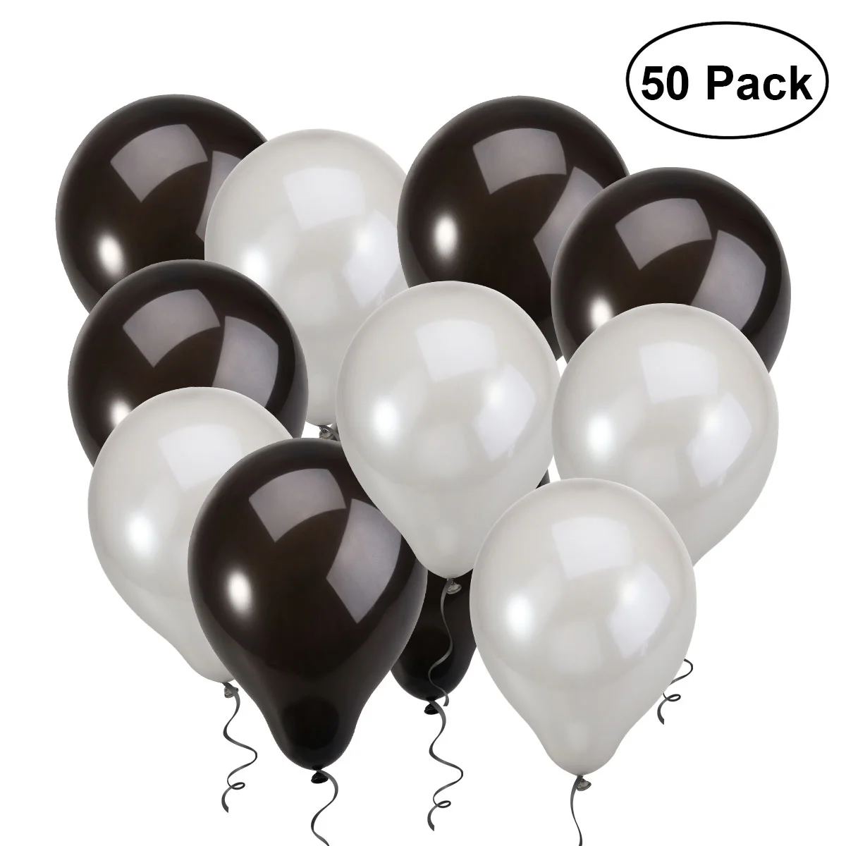 

NUOLUX 50pcs Round Natural Latex Balloons for Wedding Birthday Party 28g Balloons Toy for Kids Having Fun (Black & Silver)