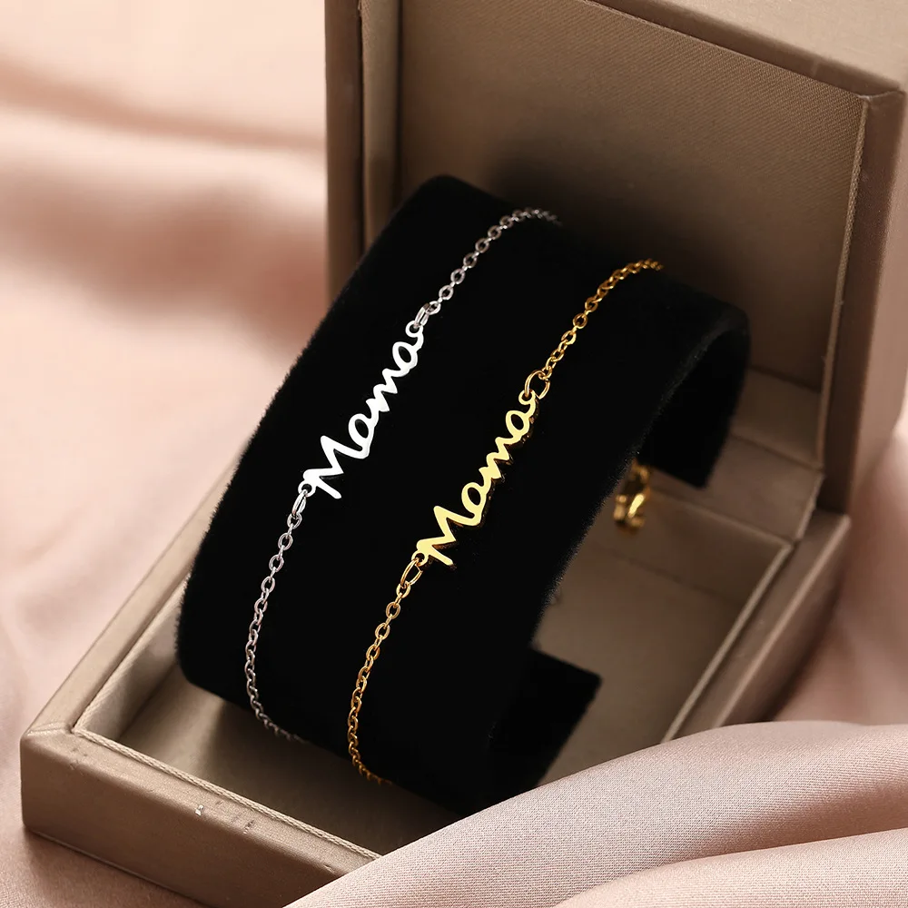 Mama Pendant Chains Bracelet Stainless Steel Bracelets Letter Fashion Charms Bracelet For Women Jewelry Party Mum Mother's Gifts metal bracelet stainless steel bracelet