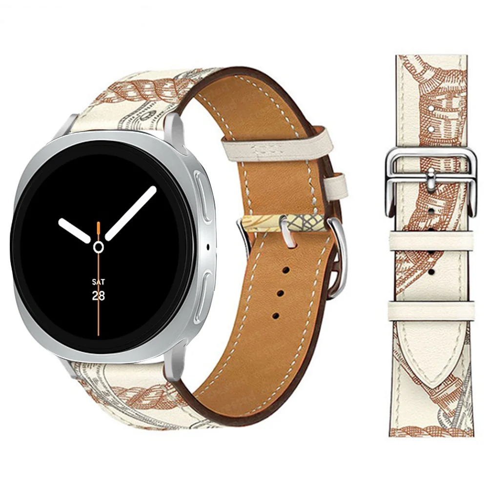 Premium Synthetic Leather Strap for Smartwatch - Elegant Bracelet with Connector