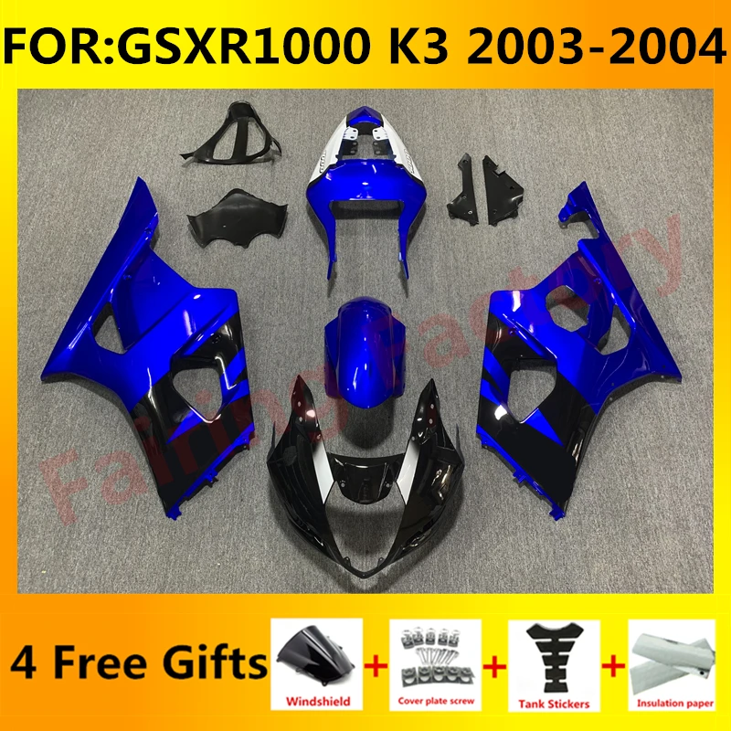 

NEW ABS Motorcycle Whole Fairing kit fit for GSXR1000 GSXR 1000 03 04 GSX-R1000 K3 2003 2004 full Fairings kits set blue black
