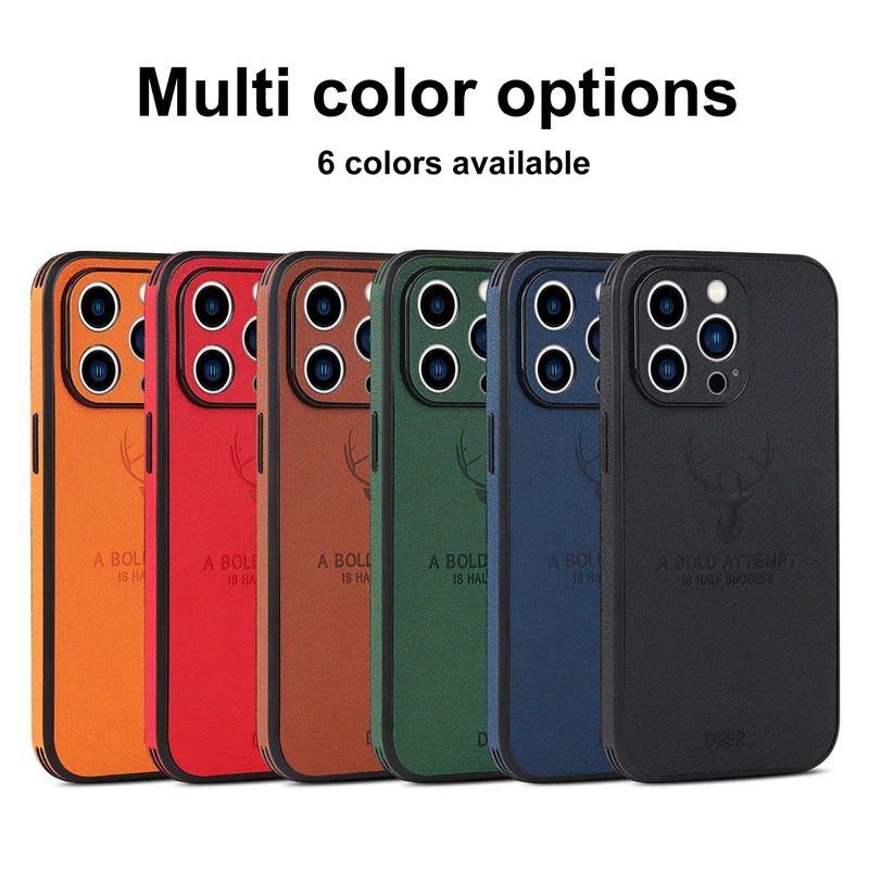 Luxury Deer Leather Texture Silicone Business Soft Shockproof Phone Case