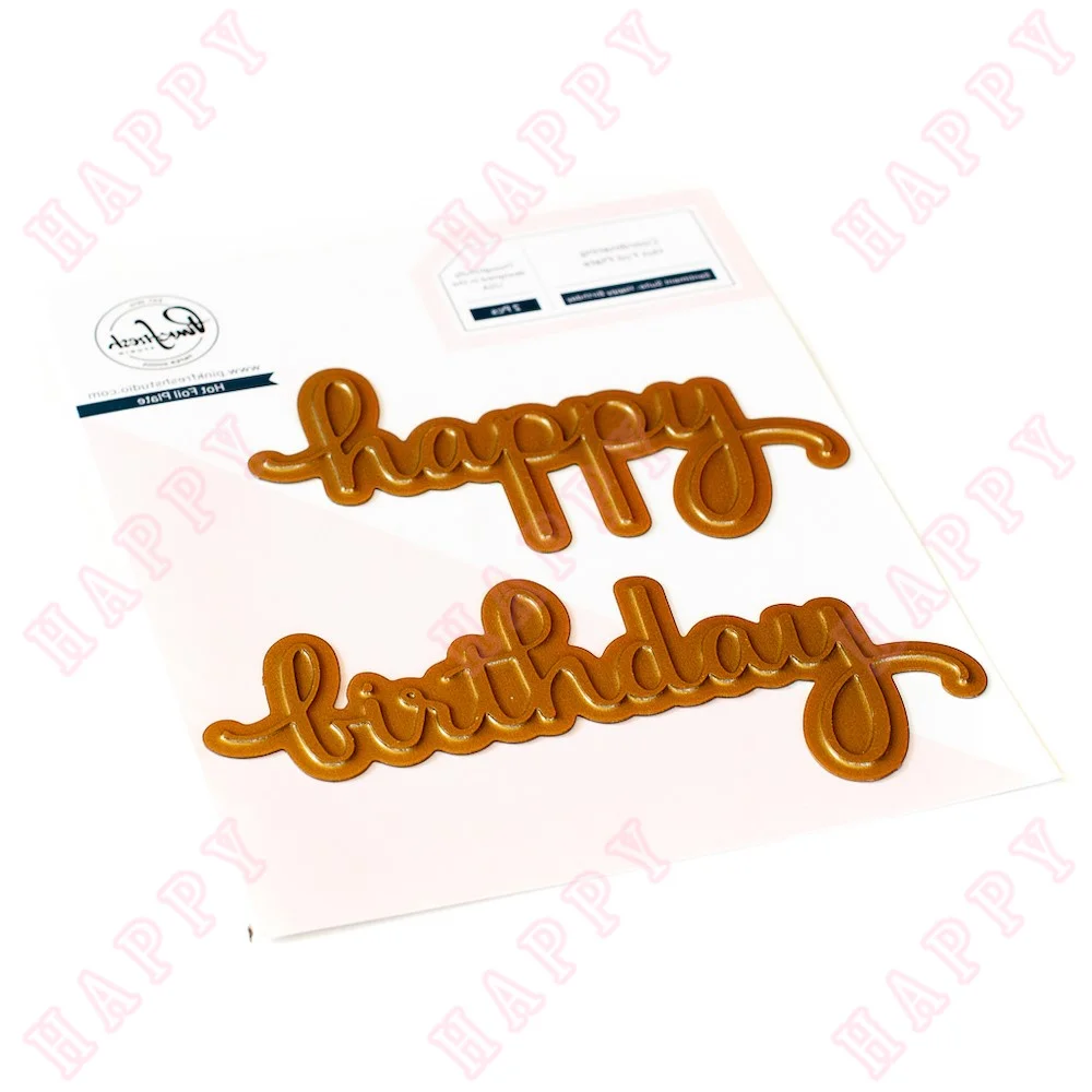 Metal Cutting Happy Birthday Hot Foil Plates Scrapbook Diary Decoration