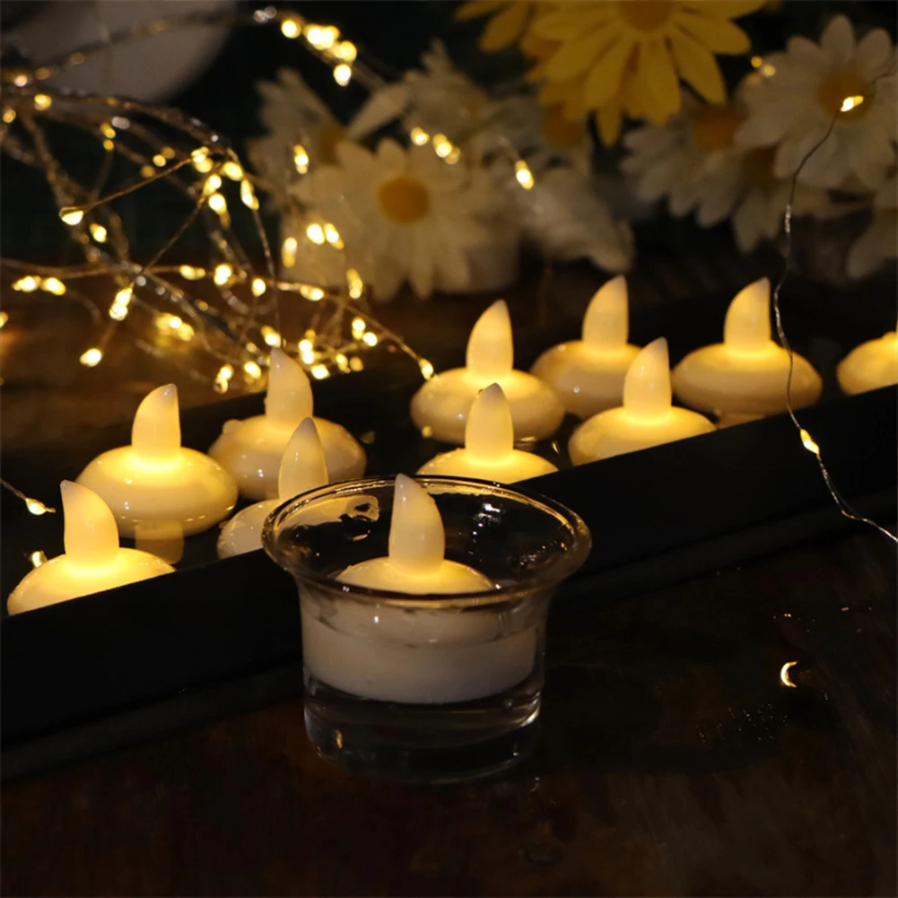 

12 шт. плавающие чайные светильники на батарейках водонепроницаемые беспламенные Чайные свечи светильники для бассейна вазы чаши