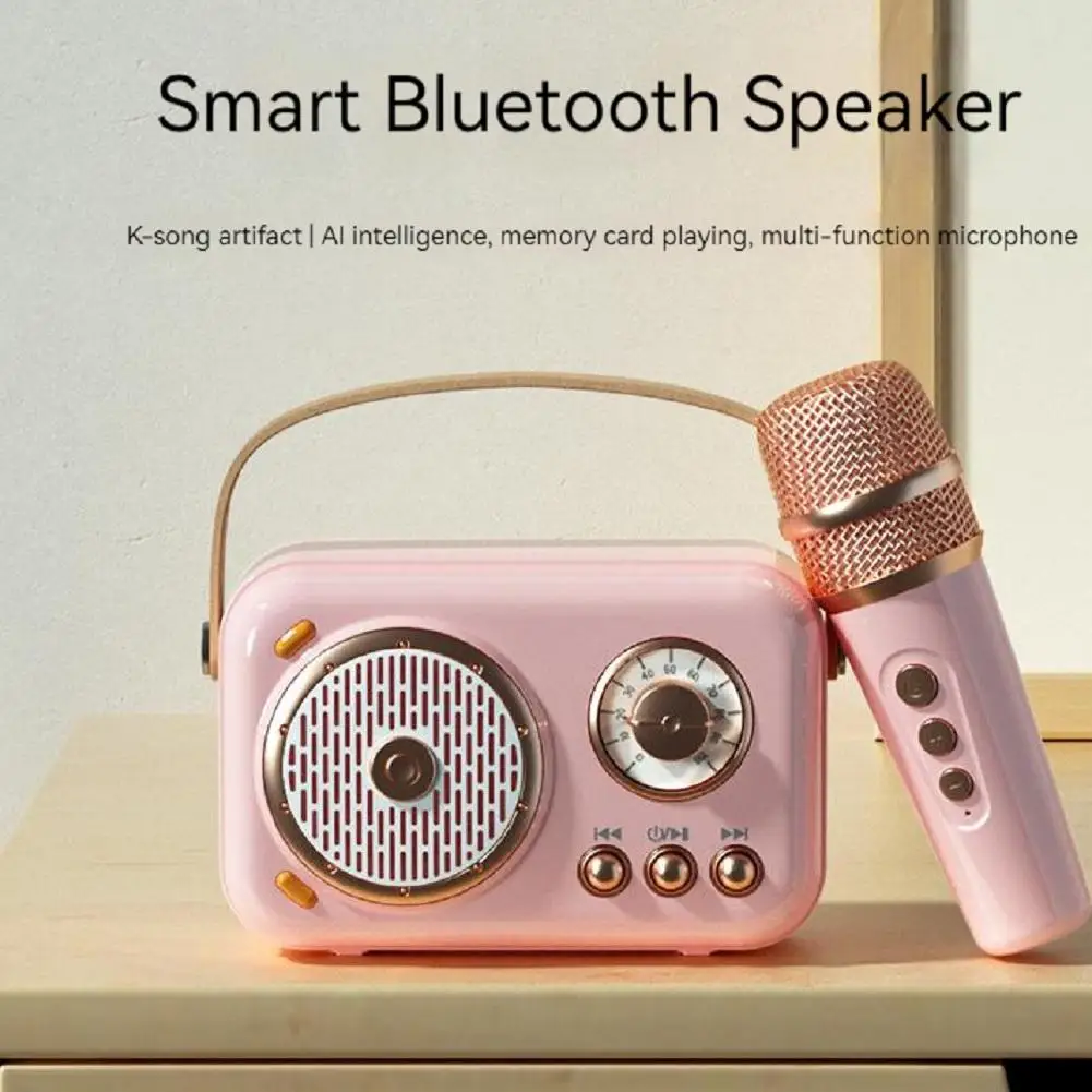 

Bluetooth-compatible Speaker Wireless Microphone Mini Portable Outdoor Karaoke Speaker High Volume for Small Family Ktv Gift