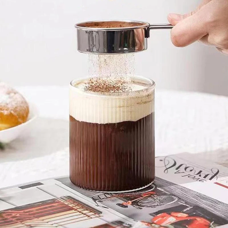 Stainless Steel Flour Sieve Fine Mesh Strainer Baking Flour Sifter With Handle Handheld Coffee Powder Mesh Sieve Baking Tools 6