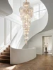Long Crystal Staircase Gold Chandelier Modern Loft Crystal Lamp Luxury Villa Hotel hall Living Room Large Chandelier Home Decor 6