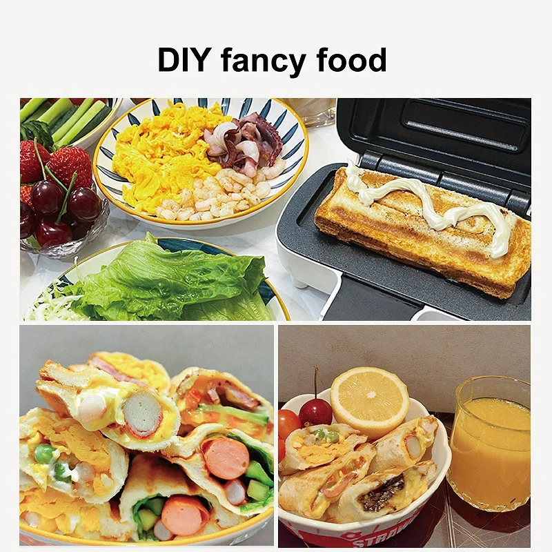 500W Sandwichc Machine Mini Panini Light Food Breakfast Machine Non-Stick Double-sided Heating Toaster Hot Dog Machine 220V 3