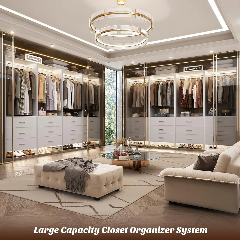 Closet System Closet Organizer, Wood Closet Organizer System, Walk-in Closets or Small Closets Wardrobe, Clothes Rack wi 6