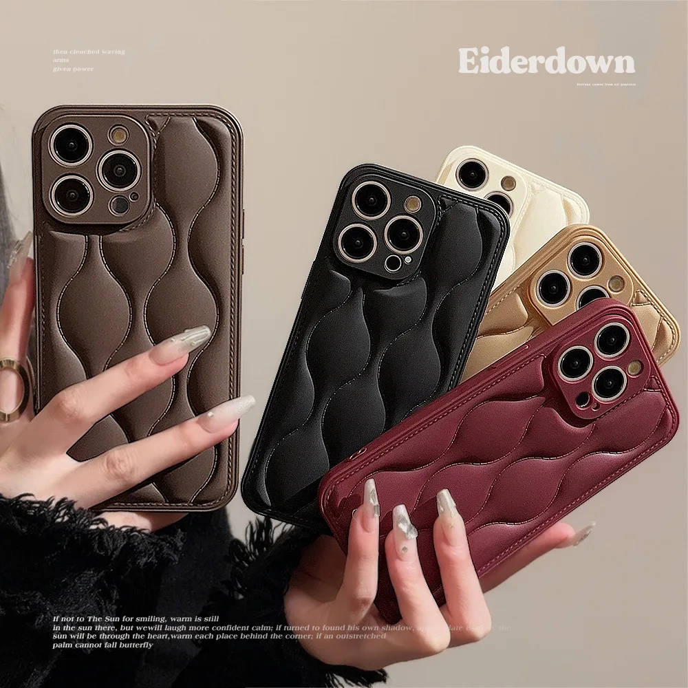

Luxury 3D Wavy Texture Solid Color Phone Case For iPhone 11 12 13 14 15 Pro Max Plus Soft Silicone Shockproof Bumper Back Cover