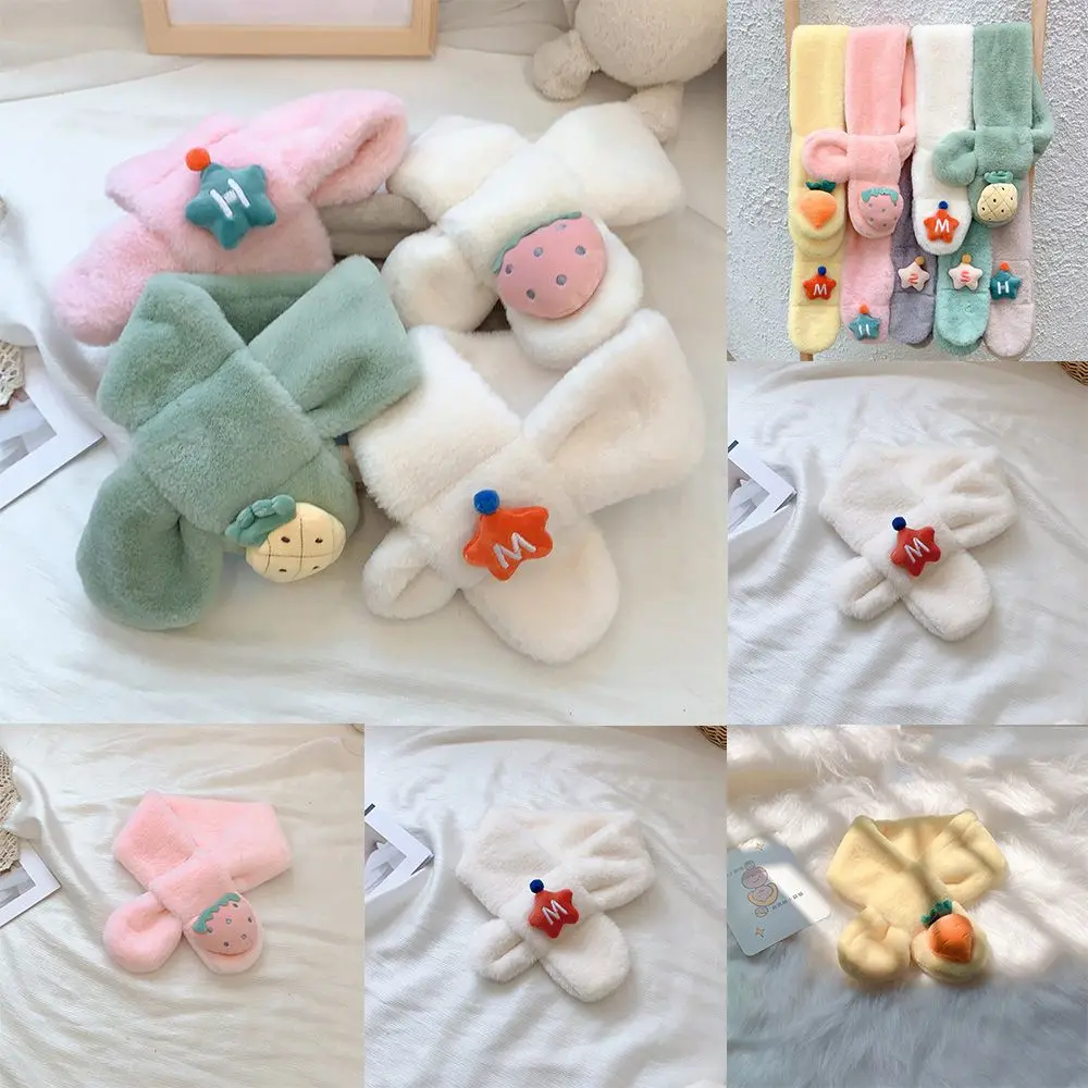 Baby Girls Cute Gift Autumn And Winter Fruit Rabbit Children Soft Scarves Winter Scarf Plush Keep Warm