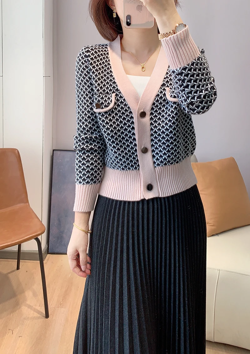 

UK Fashion Oversize V Neck Short Knitted Sleeves Wool Open Cardigan Sweater Size 0-5