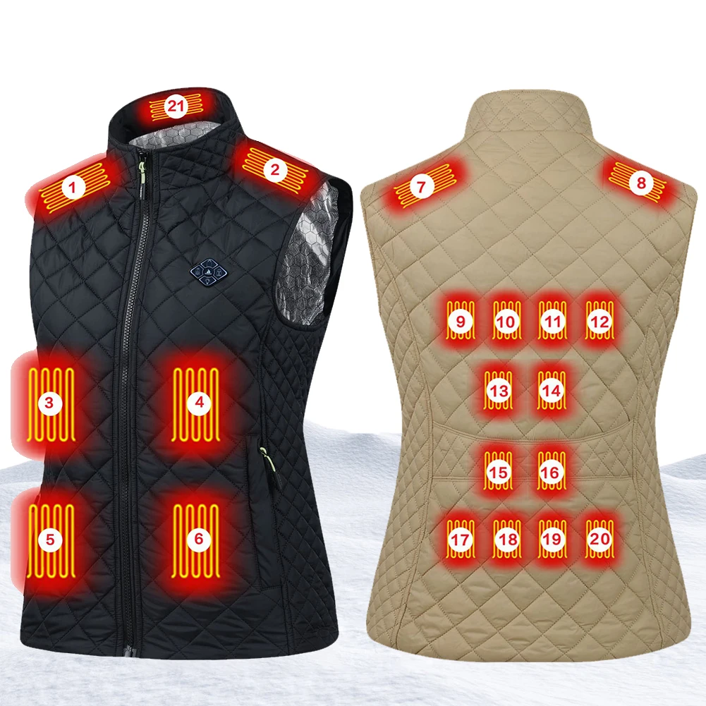 21 Heating Zones Heated Vest Men Women Heated Jacket Winter Warm USB Self Heating Thermal Vest Down Jacket for Outdoors