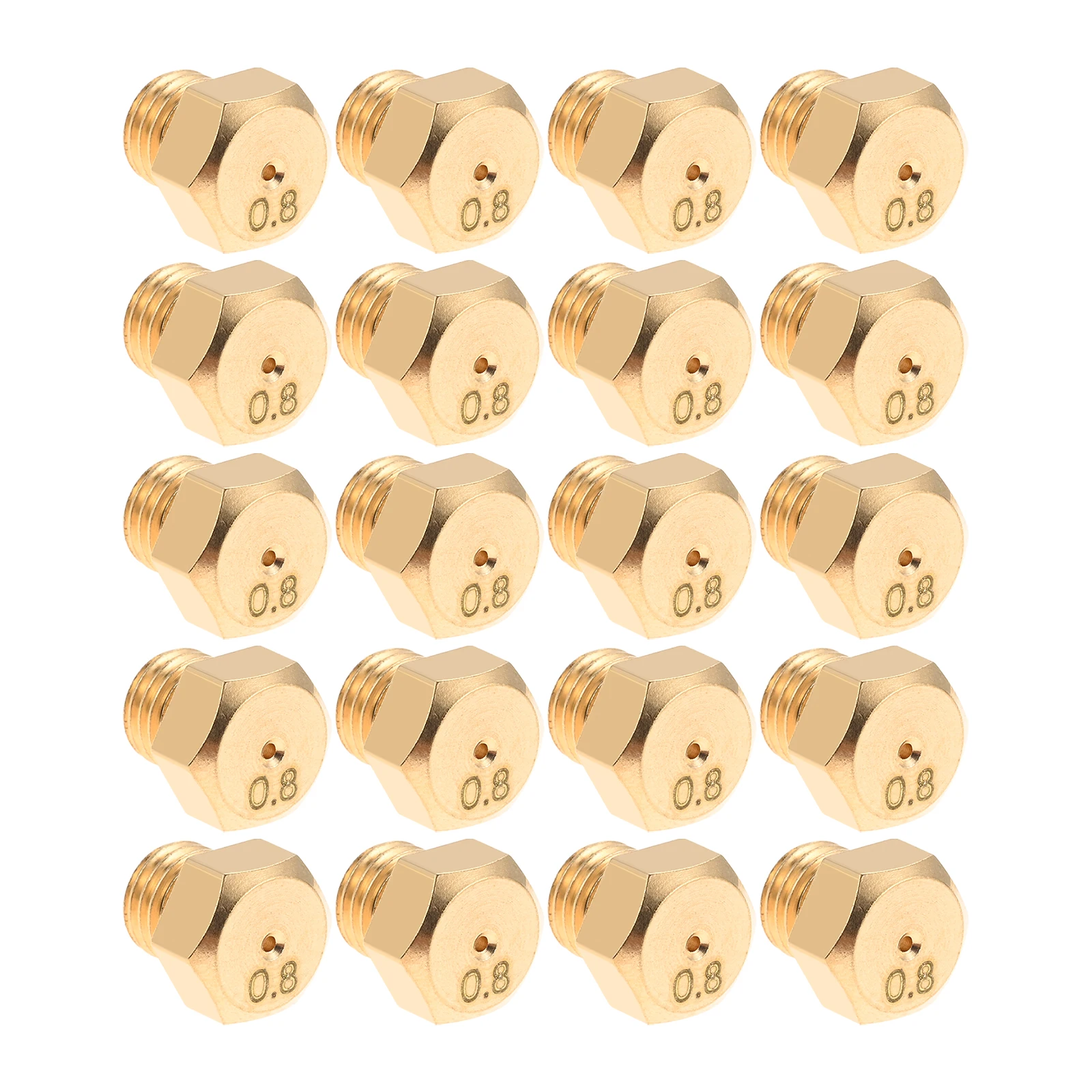 20pcs 1/4"-32unef Male Thread Brass Nozzle w/ 0.8mm Jet Hole for Propane Natural Gas Stove Grill Burner Nozzle Jets US Standard