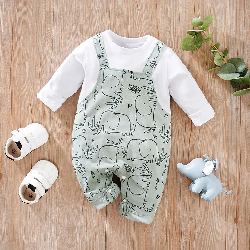 Cute Animal-elephant Newborn Baby Clothes long sleeves Bodysuit