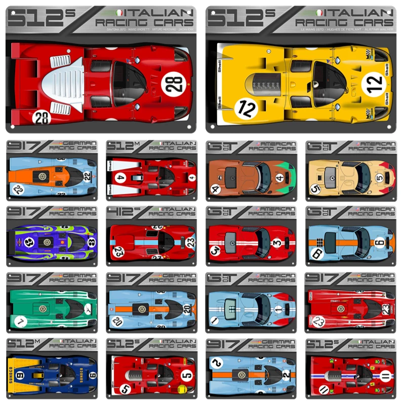 

24 Hour Endurance Racing Car Metal Poster Signage Tin Painting Vintage Sports Car Plaque Garage Club Modern Wall Art Decor Mural