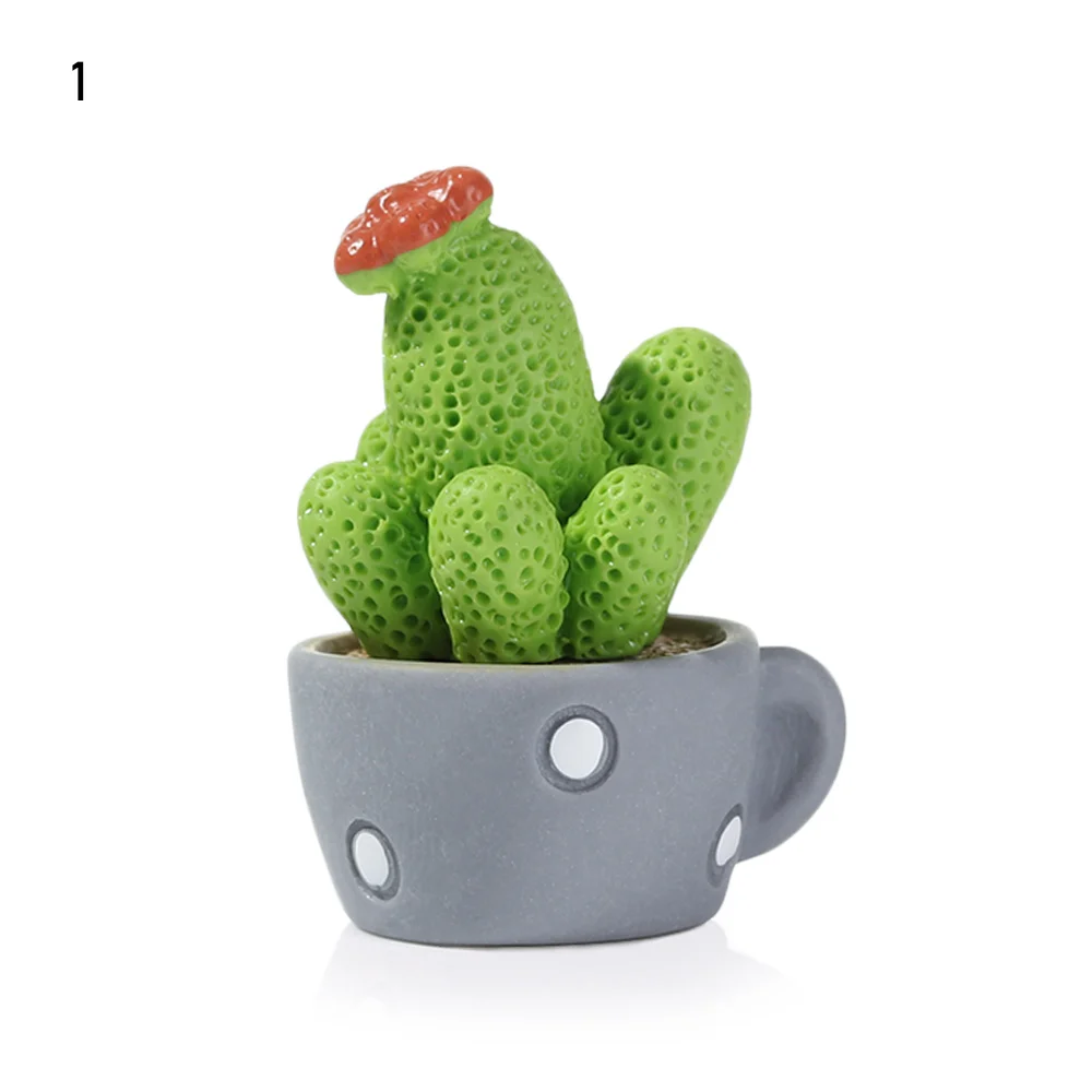 7pcs Mini Cactus Shaped Decoration, Faux Potted Cactus Micro Landscape  Ornament For Garden