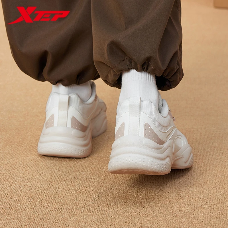 Xtep casual shoes for women spring retro all-match thick-soled anti-slip lightweight breathable sneakers 875118320036 women shoes