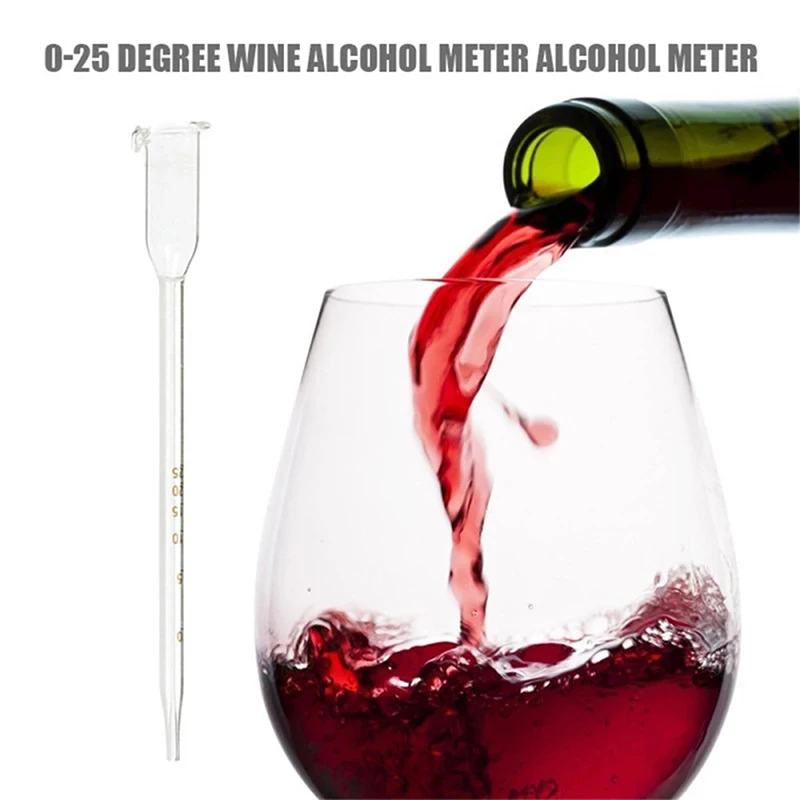Transparent Wine Alcohol Meter Fruit Wine Rice Concentration Meter Alcohol 0-25 Degree Glass Vinometer