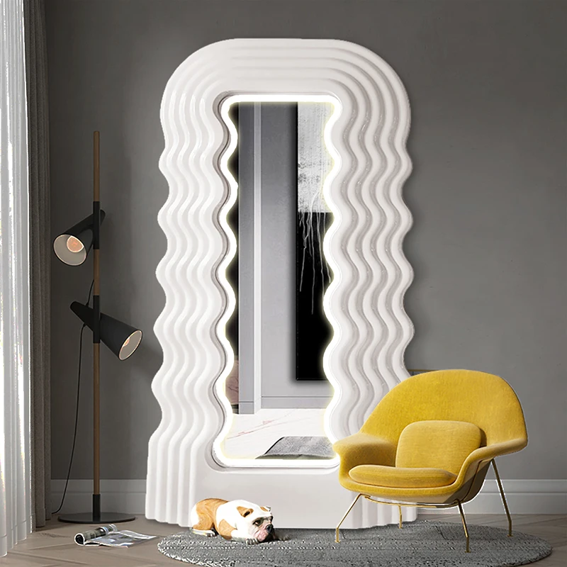 pop album Haven Irregular Design Big Home Mirror Aesthetic Korean Bathroom Luxury Nordic  Mirror Led Light Frame Muurdecoratie Decoration Room - AliExpress
